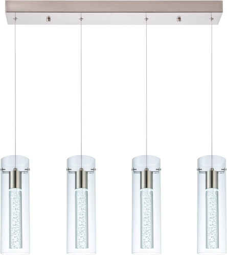 votag Kitchen Lighting Pendant Fixtures 4-Light LED Pendant Ceiling Fixture Brushed Nickel  - Lot 67