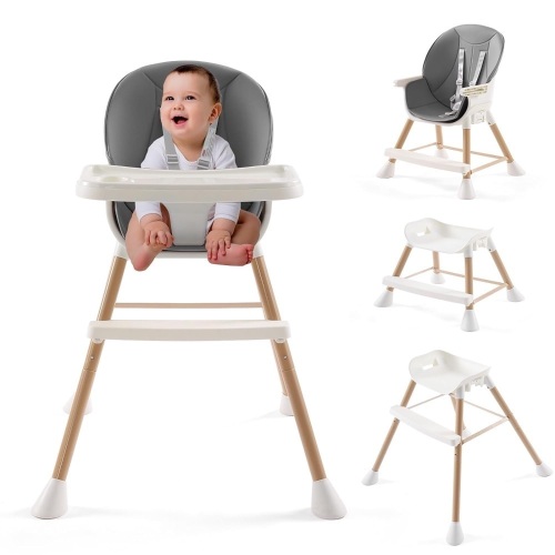 High Chairs for Babies and Toddlers,6 in 1 High Chair, Adjustable Convertible Infant Baby Feeding Chair with Dishwasher Safe Tray(Dark Grey)28"D x 28"W x 38"H - Lot 77
