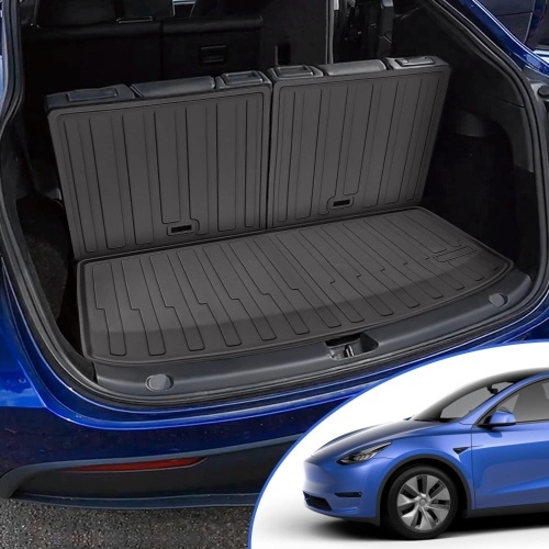 powoq Trunk Mat Compatible with Tesla Model Y Cargo Mat TPE Cargo Liner Replacement for 2020 2021 2022 2023 Tesla Model Y 7-Seater Accessories (Rear Cargo Mat with Backrest Mat for 7 Seats Model) - Lot 80