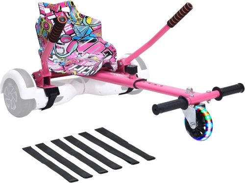 yabbay Hoverboard Seat Attachment with a Cool Regular Size Seat, Flashing Wheel Compatible with 6.5'', 8'', 8.5'', 10'' Hoverboards for Kids and Adults - Hoverboards Go Kart for Fun and Safe Riding! - Lot 127
