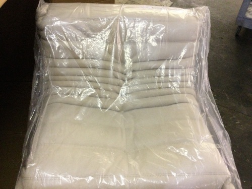 white leather togo 2- seat sofa (1 section Only) - Lot 98