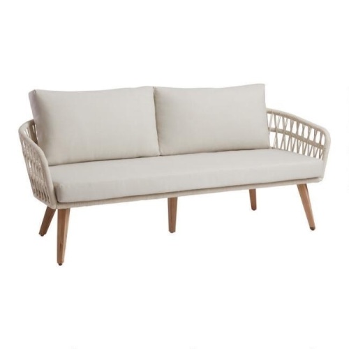 Nevis Antique White Woven Rope Outdoor Bench - Lot 166A