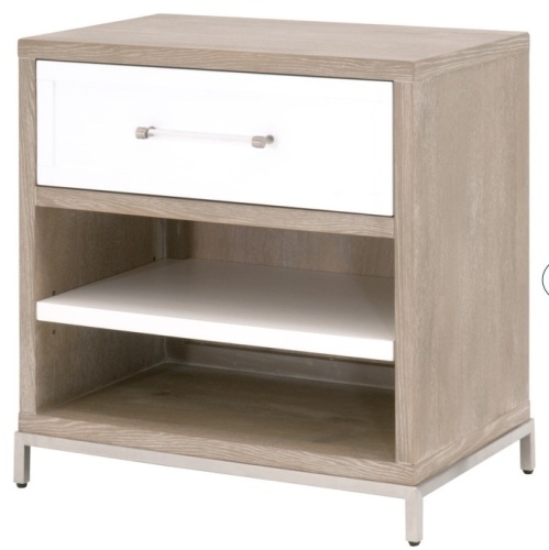 Essentials For Living Wrenn 1-Drawer Nightstand | 6139.NG/WHT-BSTL | Natural Grey Nightstand 27 1/2" x 18" x 28.5" $1099  - Lot 4a