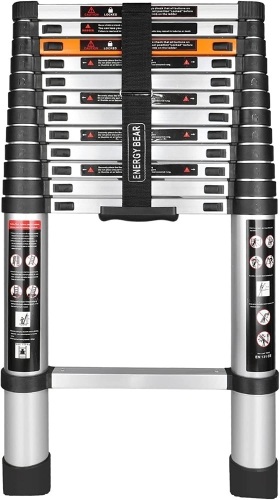 Energy Bear Telescoping Ladder 12.5FT Aluminum Extension Ladders Lightweight Collapsible Ladder Telescopic Ladders for RV, Loft, Attic, Home, 330lbs Capacity - Lot 165B