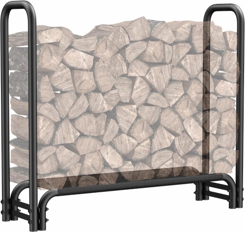 Mr IRONSTONE 4ft Firewood Rack with Mesh Base, Firewood Rack Indoor, Wood Rack for Firewood to Store Logs of Various Size, Fireplace Wood Storage for Outdoor Courtyard, Patio (Capacity 350 lbs) - Lot 166B