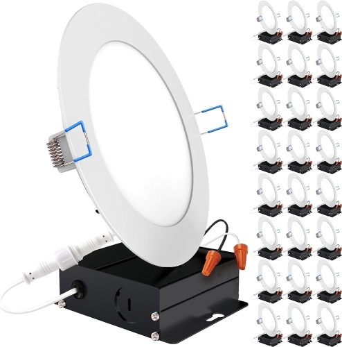 Sunco 24 Pack 6 Inch Ultra Thin LED Recessed Ceiling Lights Slim, 6000K Daylight Deluxe, Dimmable 14W, Canless Wafer Thin with Junction Box - Lot 264