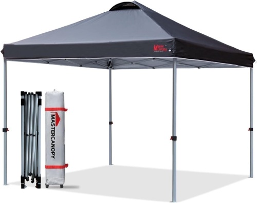 MASTERCANOPY Durable Ez Pop-up Canopy Tent with Roller Bag (10x10, Black) - Lot 299