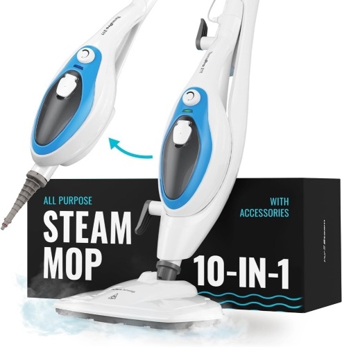 Steam Mop Cleaner 10-in-1 with Convenient Detachable Handheld Unit, Laminate/Hardwood/Tiles/Carpet Kitchen - Garment - Clothes - Pet Friendly Steamer Whole House Multipurpose Use by PurSteam World's Best Steamers - Lot 303