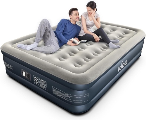 iDOO Queen Air Mattress with Built in Pump, Inflatable Mattress for Camping & Guest, Fast-Inflating Blow-up Bed, Colchon Inflable, Airbed - Portable, Comfotable & Durable, 18" Raised (650lbs) - Lot 306