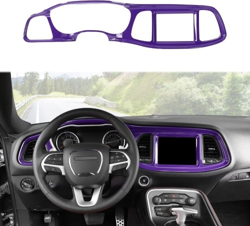 Linskip Dash Board Trim Compatible with Dodge Challenger 2015-2023, Challenger Instrument Screen Panel Cover, Challenger Air Vent Covers, Challenger Interior Accessories(Purple) - Lot 309