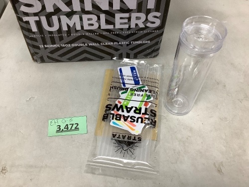 Skinny Tumblers 12 clear cups - Lot 3472