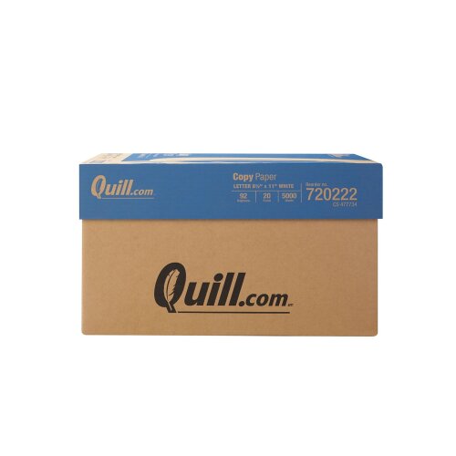 Quill Brand® 8.5" x 11" Copy Paper, 20 lbs., 92 Brightness, 500 Sheets/Ream, 10 Reams/Carton - Lot 4241