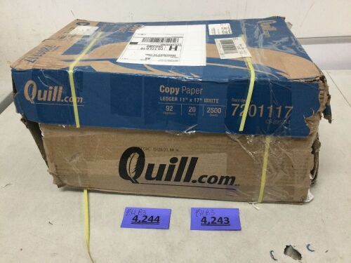Quill Brand® Copy Paper LEDGER 11" x 17" WHITE 92 Brightness 20 Pound 2500 Sheets 7201117 - Lot 4244