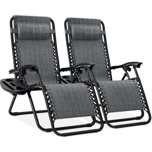 Set of 2 Adjustable Zero Gravity Patio Chair Recliners w/ Cup Holders - Lot 4322