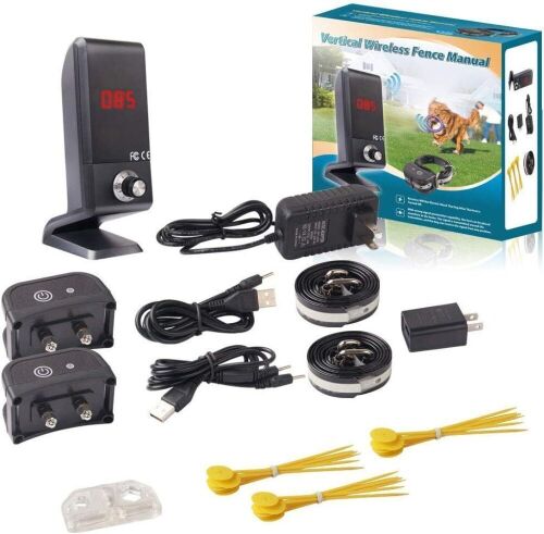 JUSTPET Wireless Dog Fence Vertical Pet Containment System, Vibrate/Electric Shock/Beep Wireless Fence Dog Container, Control Range 1000 Feet Consistent Signal No Randomly Correction - Lot 4481