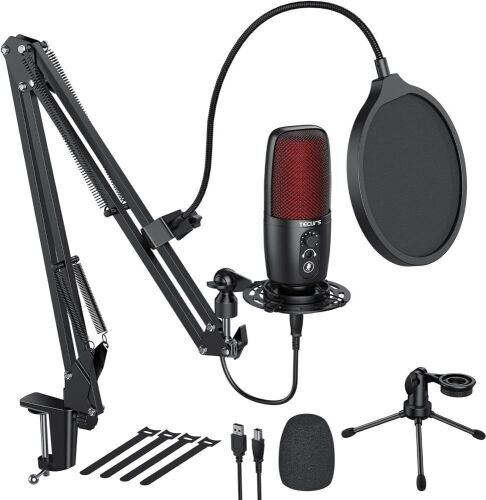 TECURS USB Microphone, Condenser Microphone Kit for Computer, Podcast Mic Set, PC Condenser Mic with Boom Arm for Gaming,Streaming,YouTube,Recording,Chatting - Lot 4489