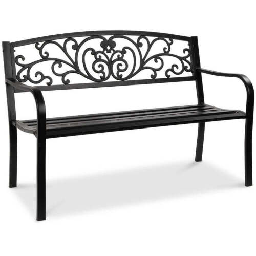 Steel Bench for Outdoor, Patio, Garden w/ Floral Design - 50in - Lot 4537