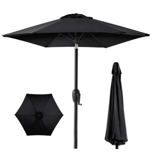 Outdoor Market Patio Umbrella w/ Push Button Tilt, Crank Lift - 7.5ft - Lot 4600