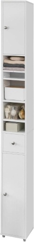Haotian BZR34-W, White Slim Tall Bathroom Storage Cabinet with 1 Drawer, 2 Doors and Adjustable Shelves, Freestanding Bathroom Storage Cabinet Shelf, 7.87x7.87x70.87 inch - Lot 3730