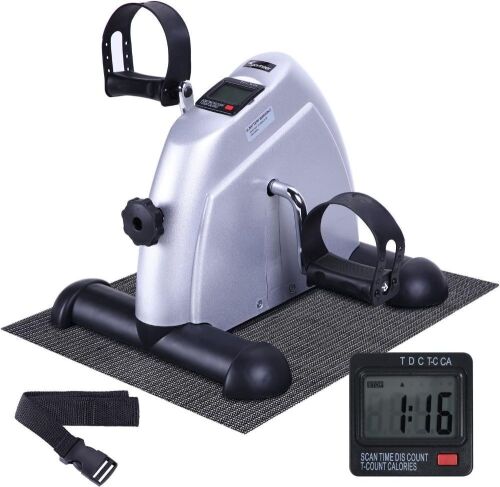 Under Desk Bike Pedal Exerciser, Mini Exercise Bike Portable Peddler Sitting for Seniors with LCD Display Sportneer Foot Cycle Arm & Leg Bike Pedals Exerciser with Anti-Skid Mat for Home Office - Lot 4651