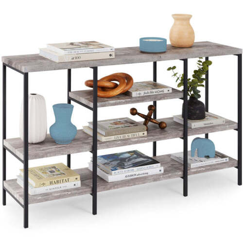 4-Tier Industrial Console Table w/ Tall Shelf Space - 55in - Lot 4652