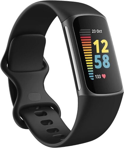 Fitbit Charge 5 Advanced Health & Fitness Tracker with Built-in GPS, Stress Management Tools, Sleep Tracking, 24/7 Heart Rate and More, Black/Graphite, One Size (S &L Bands Included) - Lot 4609