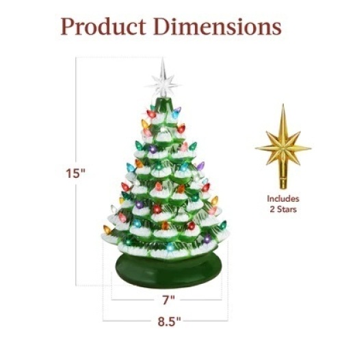 Pre-Lit Ceramic Tabletop Christmas Tree with Lights- 15in  - Lot 4674