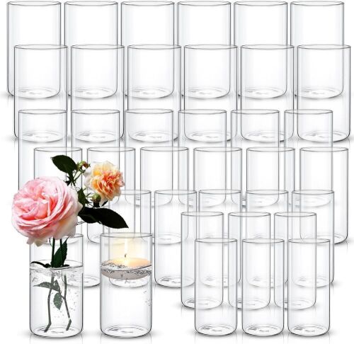 Yaomiao 36 Pcs Glass Cylinder Vases, 3 Diameters, 6" Tall - Lot 311