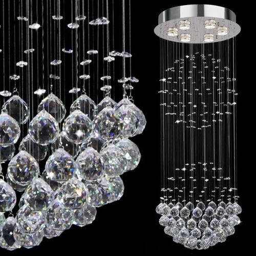 Modern Contemporary Flush Mount Rain Drop Crystal Ball Light Fixture  - Lot 315