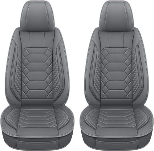 HAIYAOTIMES Waterproof Faux  Leather Car Seat Covers Front Set, Gray - Lot 318