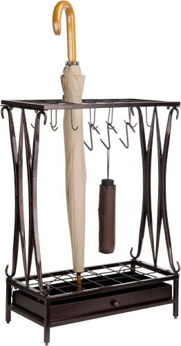 MyGift 21 Compartment Metal Umbrella Stand with Removable Drip Tray - Lot 534