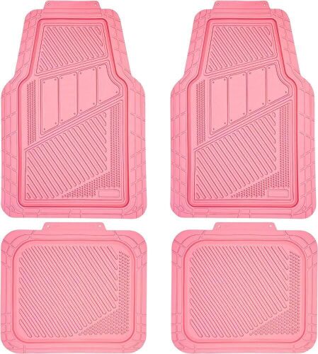CAR PASS Heavy Duty Rubber Floor Mats 4 Piece, Pink - Lot 539