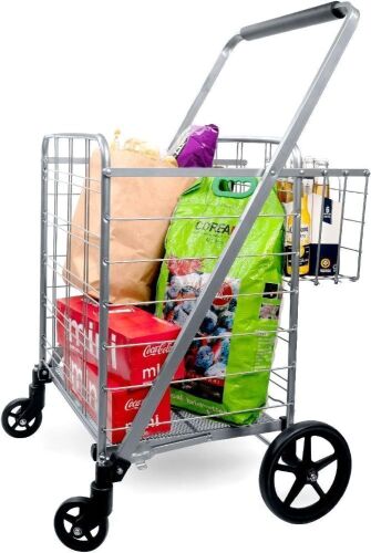 Supenice Jumbo Shopping Cart with Double Basket and Swivel Wheels  - Lot 577