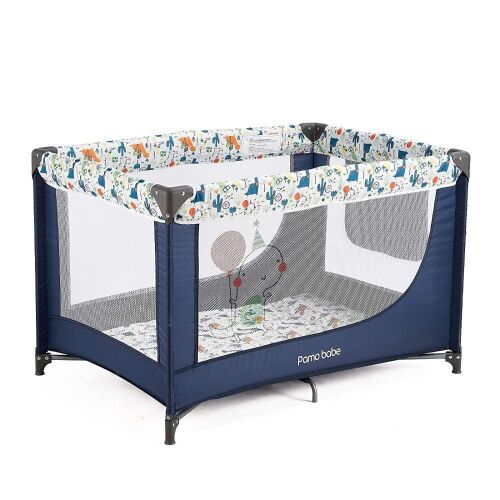 Pamo Babe Portable Enclosed Baby Playpen with Mattress and Carry Bag, Blue - Lot 728