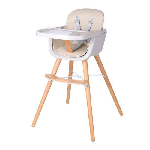 3 in 1 Convertible Wooden High Chair with Cushion, Removable Tray, and Adjustable Legs - Lot 652