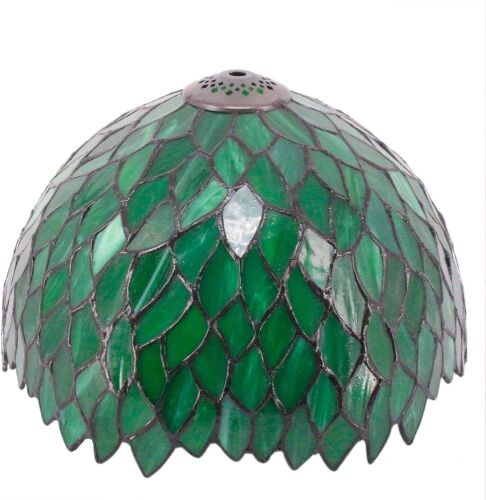 WERFACTORY Tiffany Lamp Shade Replacement 12X6 Inch Green Wisteria Style Stained Glass - Lot 361