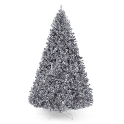 7.5' Silver Artificial Tinsel Christmas Tree w/ Foldable Stand  - Lot 71