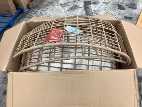 Wicker Egg Chair Oversized Indoor Outdoor Patio Lounger - Needs Hardware - Lot 190