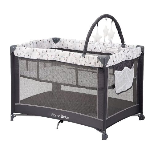 Pamo Babe Portable Playard with Mattress and Toy bar with Soft Toys - Lot 527