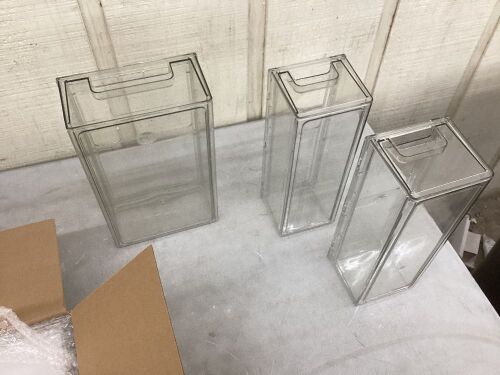Moretoes 3 Pack Clear Stackable Pull Out Refrigerator Organizer Bins - Lot 502