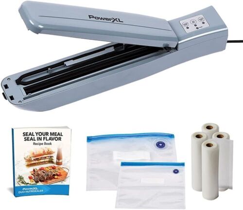 PowerXL Duo NutriSealer Food Vacuum Sealer Machine with Vacuum Seal Bags & Rolls - Lot 600