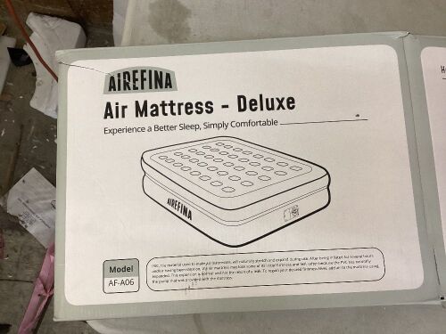 Airefina Deluxe Queen Air Mattress with Built-in Pump, Double-High  - Lot 420