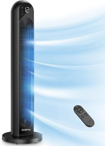 Oraimo 120° Oscillating Tower Fan 42 inch, 29ft Air Supply Distance, 12 Speeds, 4 Modes, 12H Timer - Lot 430