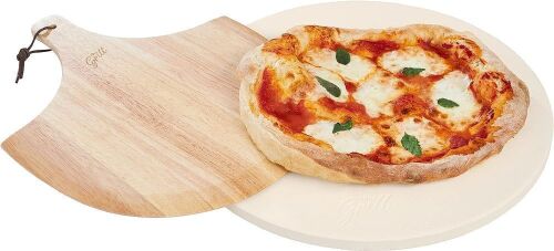 Hans Grill 15" Circular Pizza Stone with Wooden Peel  - Lot 429