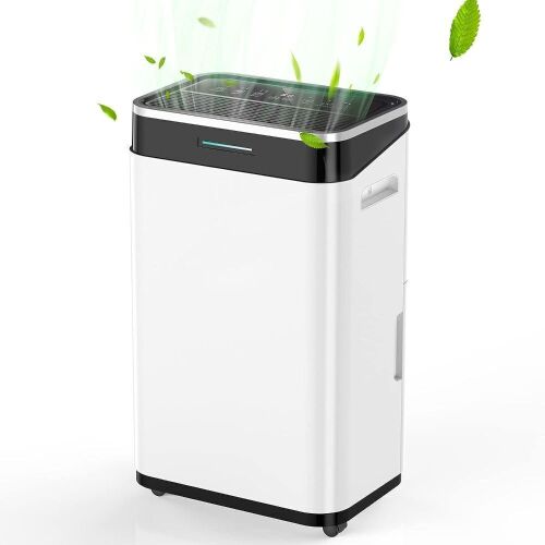 45 Pint Dehumidifier for 3500 Sq. Ft with Drain Hose, Auto Drainage, Auto Shut Off, 24H Timer, Washable Filter - Lot 13