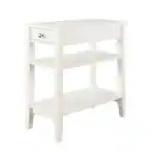 White Three Tier End Table with Drawer H 24 in, W 11.25 in, D 23.5 in - Lot 51