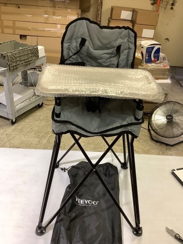VEEYOO Baby High Chair with Removable Tray - Portable High Chair for Eating and Feeding, Indoor and Outdoor, Compact Fold 21"D x 22"W x 35"H - Lot 55