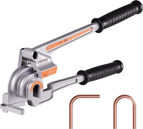 VEVOR Pipe Tube Bender, 1/4", 3/8", 1/2" OD, 3 in 1 Manual Level Tube Bender, 180° Copper Aluminum Pipes Bending Tools for HVAC Air Conditioning - Lot 147