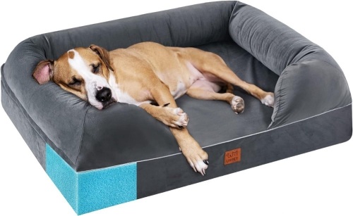 URPET Orthopedic Dog Bed Full Memory Foam Dog Beds for Large,Extra Large and Jumbo Dogs Bolster Pet Couch Bed with Removable Machine Washable Cover, Waterproof Liner and Durable Zipper (Grey,36x28) - Lot 75