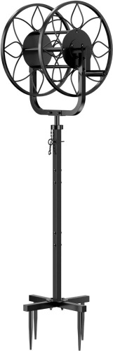 EVEAGE Garden Hose Reel Holder - Freestanding 360 Degree Rotate Reel, Heavy Duty Metal Stand, Support 150ft Water Hose of 5/8 Inches, Suitable for Outdoor Gardens, Lawns and Courtyards - Lot 83